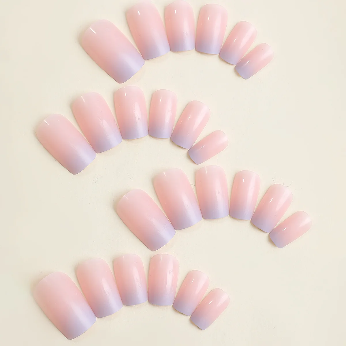 Medium fake nails for women girls Gradient nude grey nails tips ballet shape Minimalist design full cover press on false nails