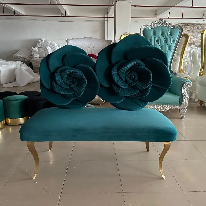 Stainless steel wedding rose sofa double wedding sofa groom and bride sofa