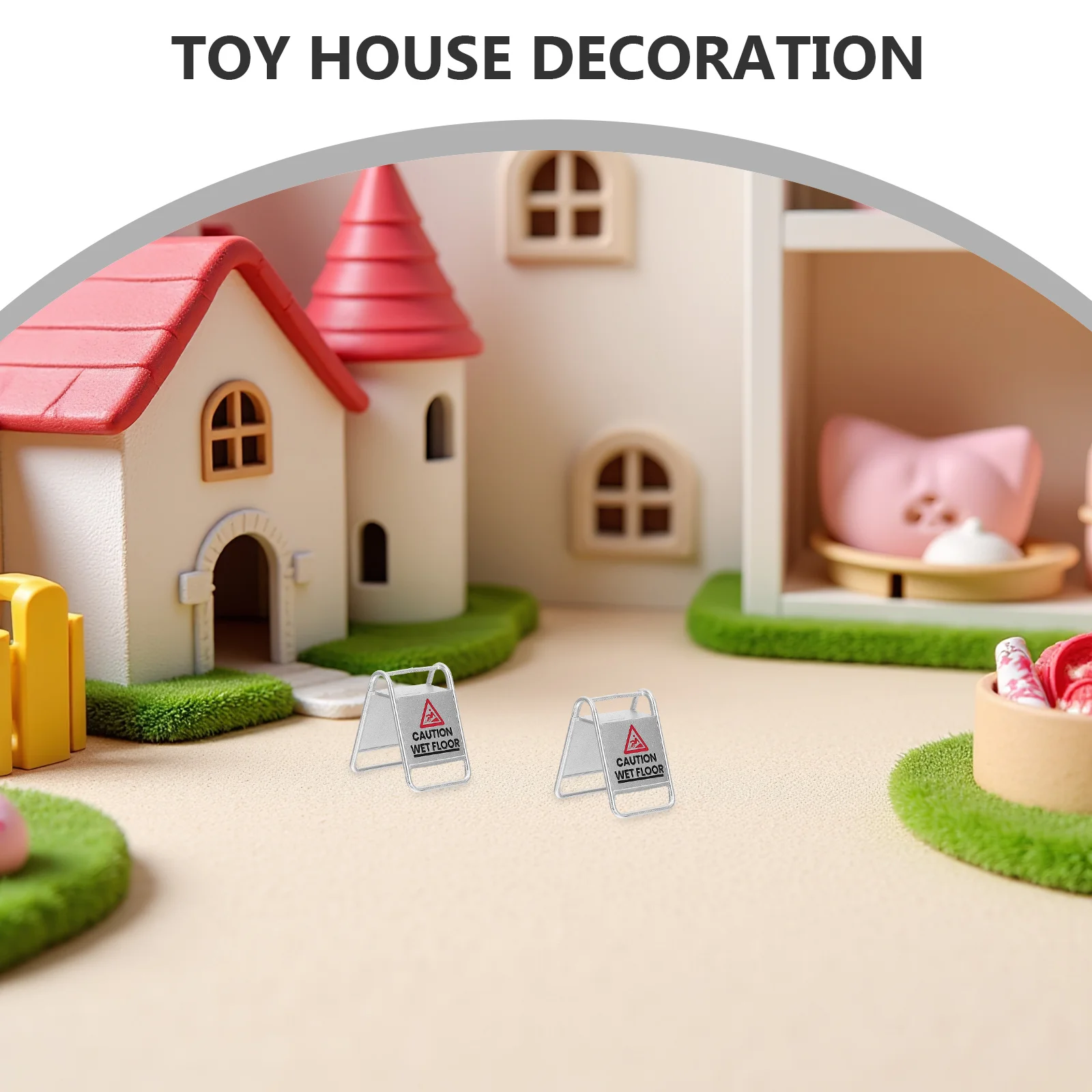

10Pcs Miniature Wet Floor Sign - Realistic Plastic Caution Signs for Dollhouse Diorama Fairy Garden - Mini Floor Warning Decor