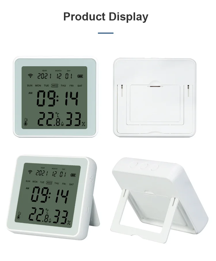 Zigbee wireless temperature and humidity sensor alarm clock backlight remote monitoring temperature hygrometer