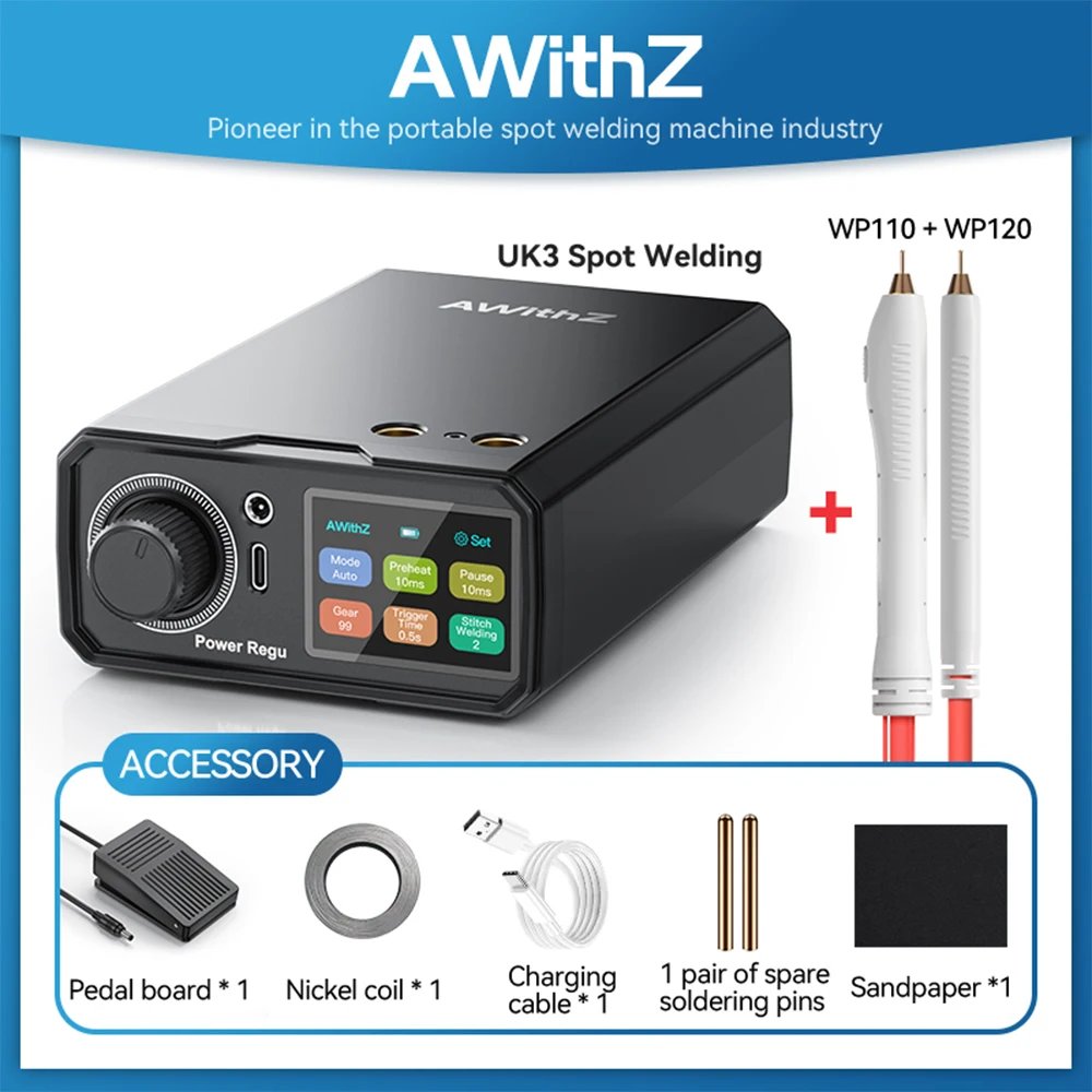 Awithz UK3 batterie soudeuse par points bricolage Mini Machine à souder 18650 batterie au Lithium outil de soudage Portable 10000 mah soudable 0.4mm