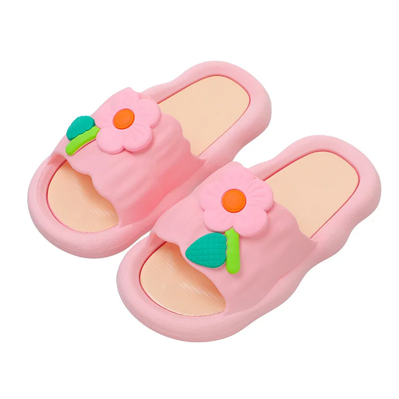 2024 Summer New Cartoon Girl Slippers Soft Sole Home Shoes Anti Slip Sandals Flower Kid Shoes Flip Flops