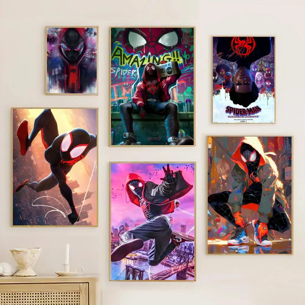 Póster de la película de los Vengadores Miles Morales Spiderman, impresión de papel para el hogar, dormitorio, entrada, Bar, cafetería, arte, pintura, decoración