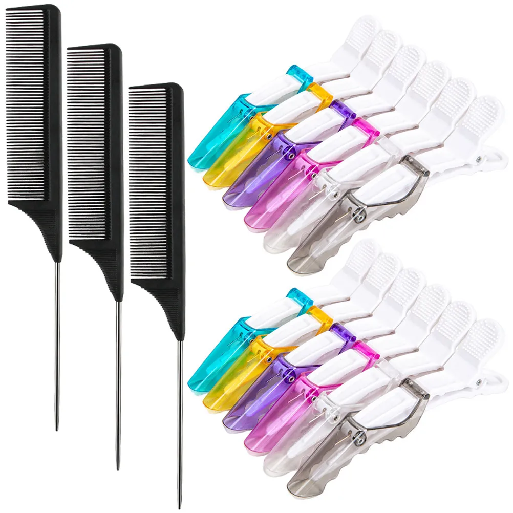 

Набор антистатических заколок-гребней для волос, термостойкие парикмахерские инструменты, зажимы-крокодилы с плотным захватом для укладки