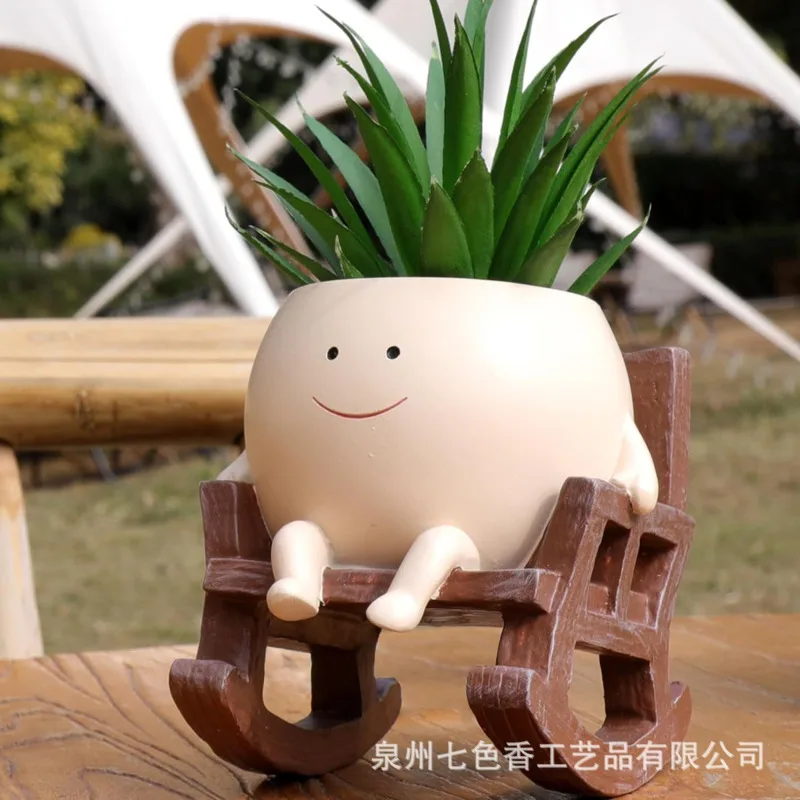 

Rocking Chair Succulent Planter Cute Ceramic Mini Pot For Office Desk Study Home Decor Centerpiece For Women Birthday Gift