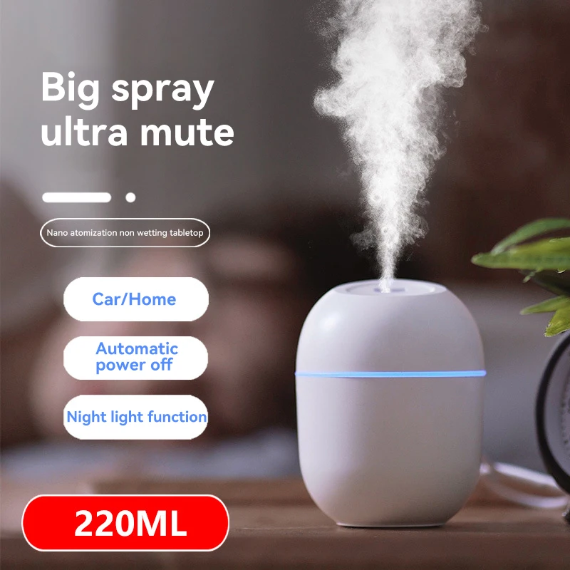 

Air Humidifier LED Ambient Light Spray Humidifier Aromatherapy Essential Oil Diffuser USB Rechargeable Air Purifier Home