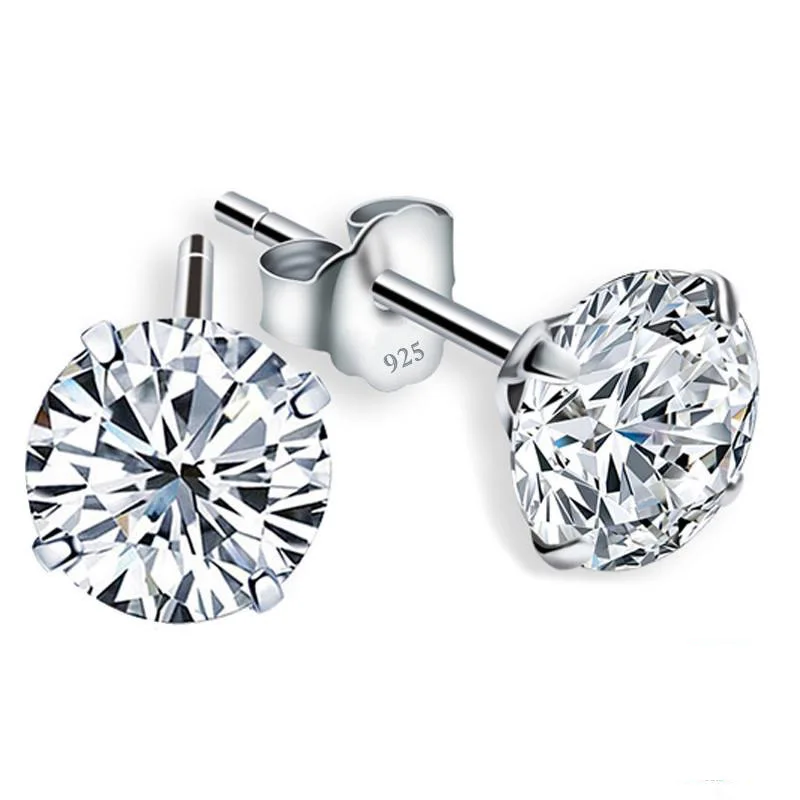 Women's 925 Sterling Silver Basic Wedding Stud Earrings