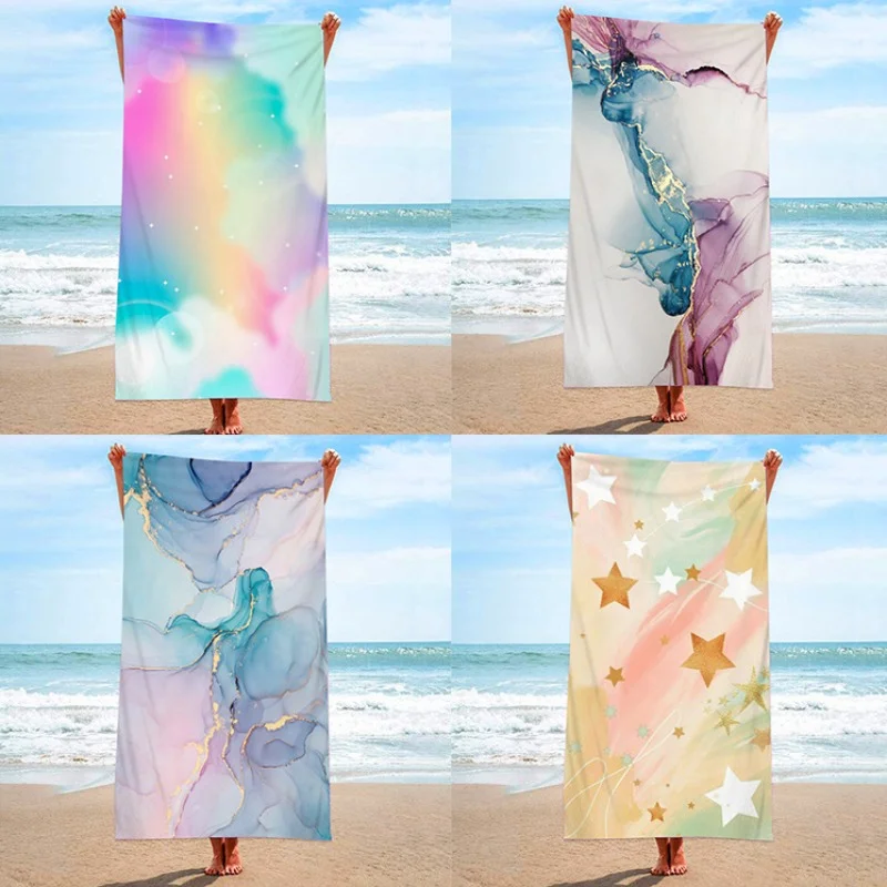 

Gilded Marble Pattern Beach Towel Sand Free Quick-drying Soft Absorbent Swimming Sports Bath Towel Bathroom Accessories