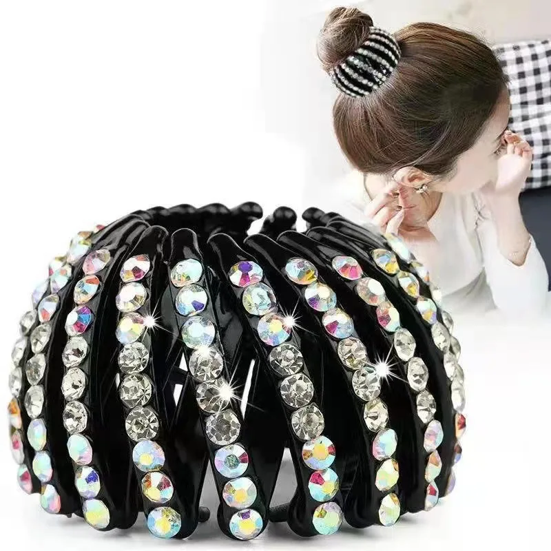 Korean version of versatile shining velvet surface bird\'s nest lazy disc hair band high ponytail ball head fixed hair accessorie