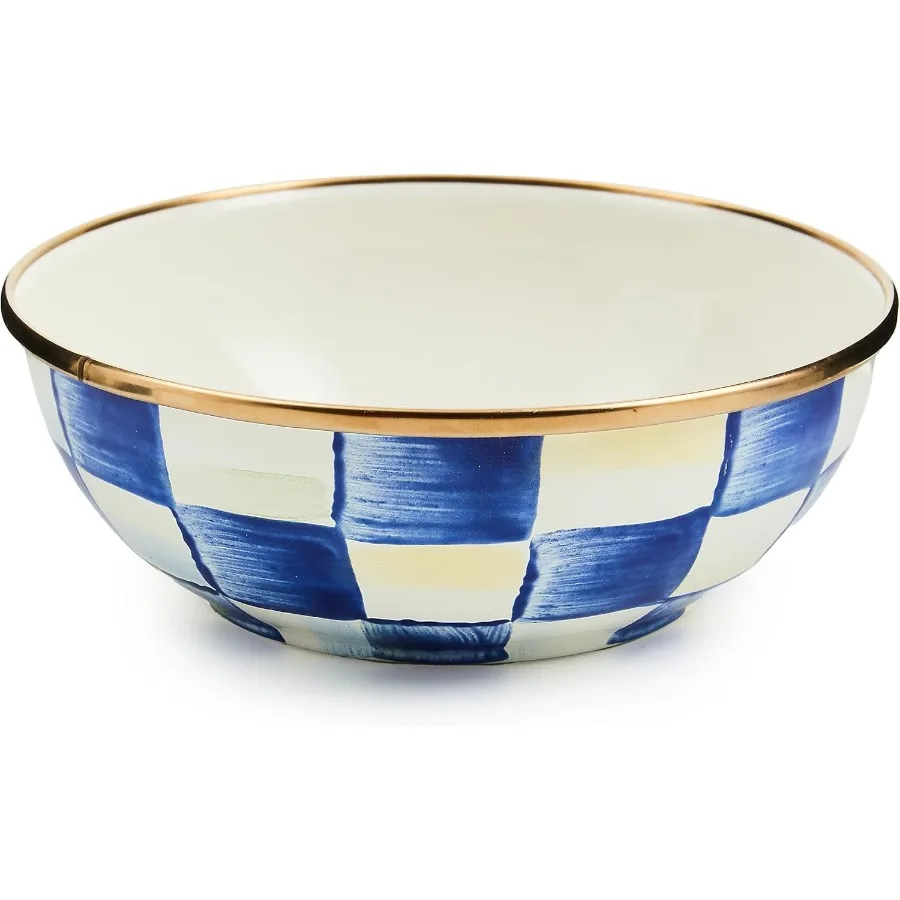 

Enamel Everyday Bowl Serving Bowl for Entertaining Extra Small BlueandWhite Royal Check