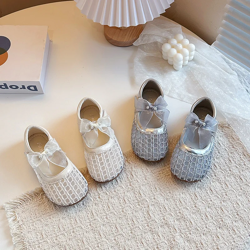 

Girls Sandals Weave Sweet Lace Bows Kids Princess Shoes Round Toes 2026 Summer New Children Casual Shoes Soft Bottom Trendy