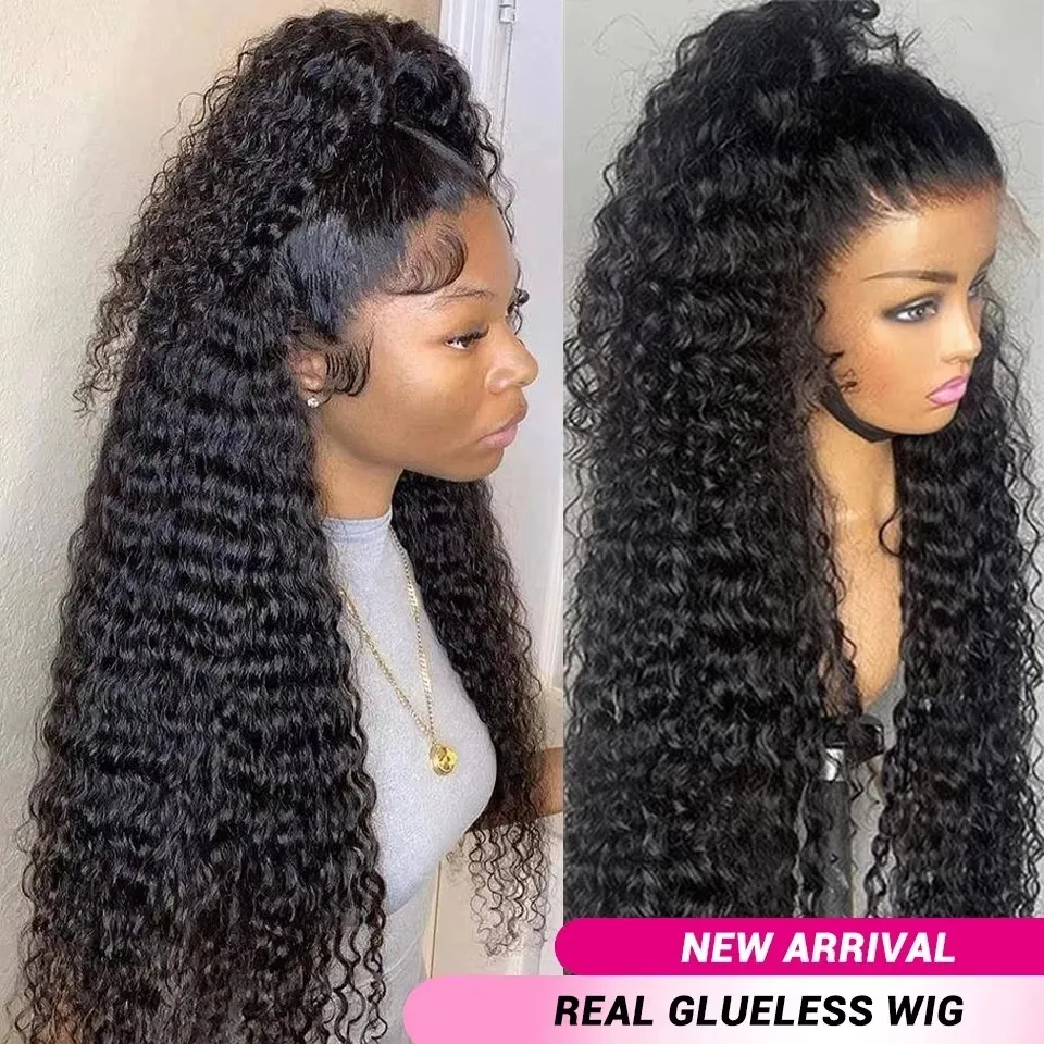 32 34Inch 13x4 HD Deep Wave Lace Frontal Wigs Human Hair For Women 200% Brazilian Curly Hair 4x4 Lace Closure Wigs Pre Plucked