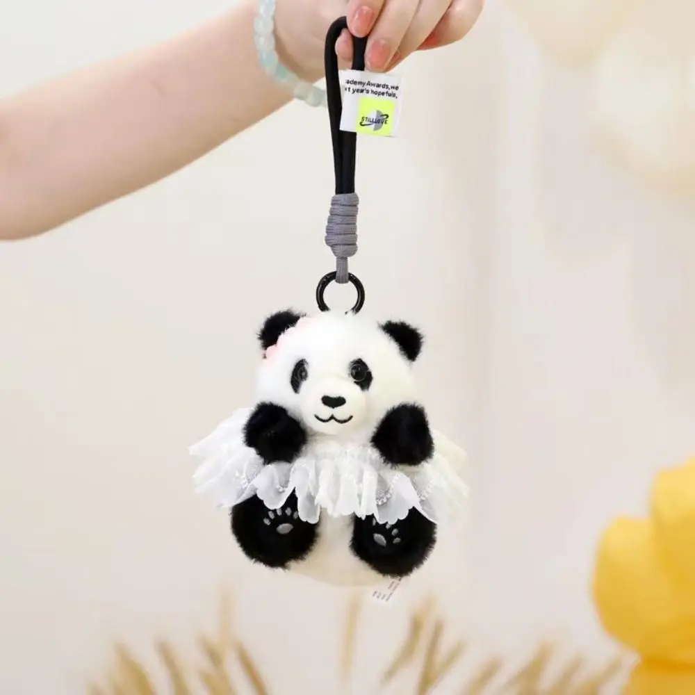 จําลอง Panda Plush ของเล่นจี้เครื่องประดับคอลเลกชันสัตว์ Panda พวงกุญแจการ์ตูน Fluffy Plush Creative Keyring