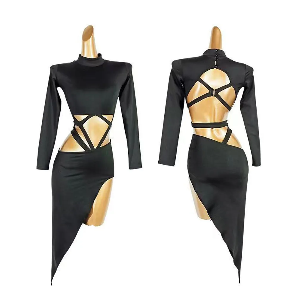 2023 New Ballroom Latin Dance Dress Women\'s Competition Salsa Tango Clothes Long Sleeves Rumba Party Stage Performance Costumes