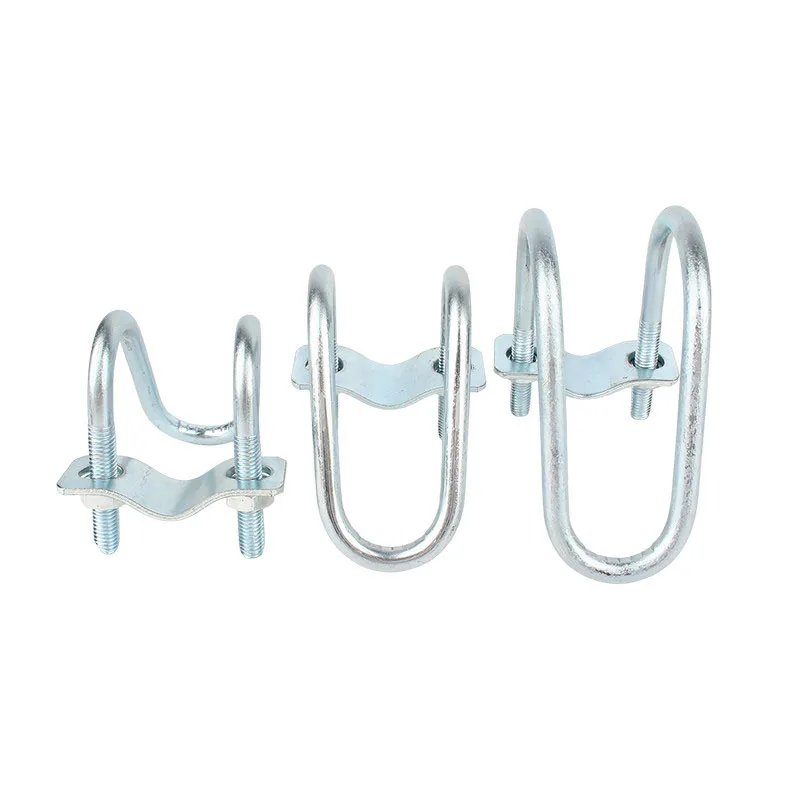 Double U-Shaped Bolt Galvanized Carbon Steel Cross Pipe Clamp Shaped Hoop Greenhouse Pig Breeding And Animal Husbandry Screw