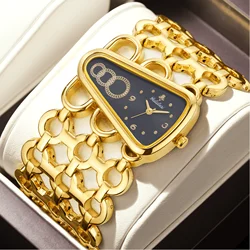 YaLaLuSi brand Popular New Watches Alien Gold Case Black Dial Openworked Gorgeous Chic Ion Plating Gift Box Regulator