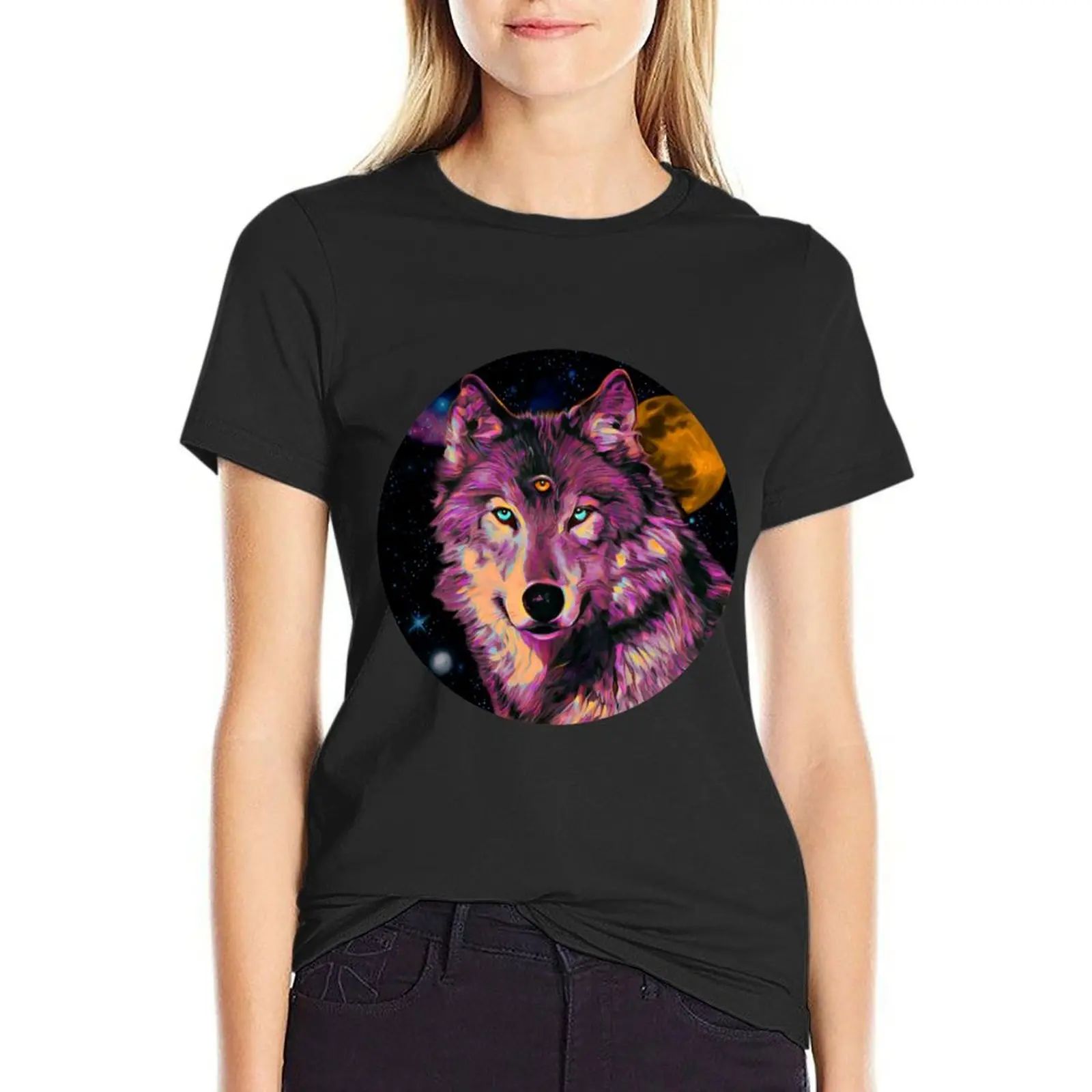 

Aware Wolf T-Shirt oversized plus size tops aesthetic clothes graphic t-shirts for Women