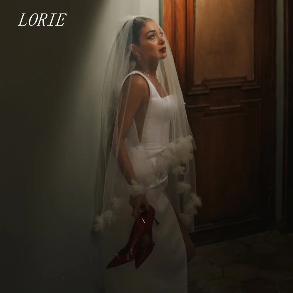 

Свадебное платье LORIE класса люкс, фасон «русалка», с квадратным вырезом, с разрезом по бокам, индивидуальный пошив, коллекция 2026