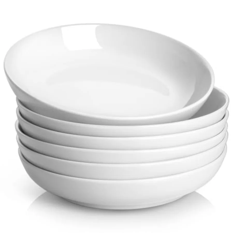 

Pasta Bowls, Salad Bowls Soup Bowls Large Pasta Serving Bowl Porcelain Pasta Plates Wide and Shallow Bowls Set of 6 Microwave D