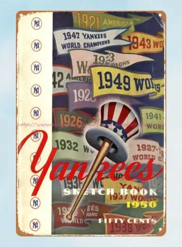 indoor wall art decor 1950 Yearbook baseball tin sign