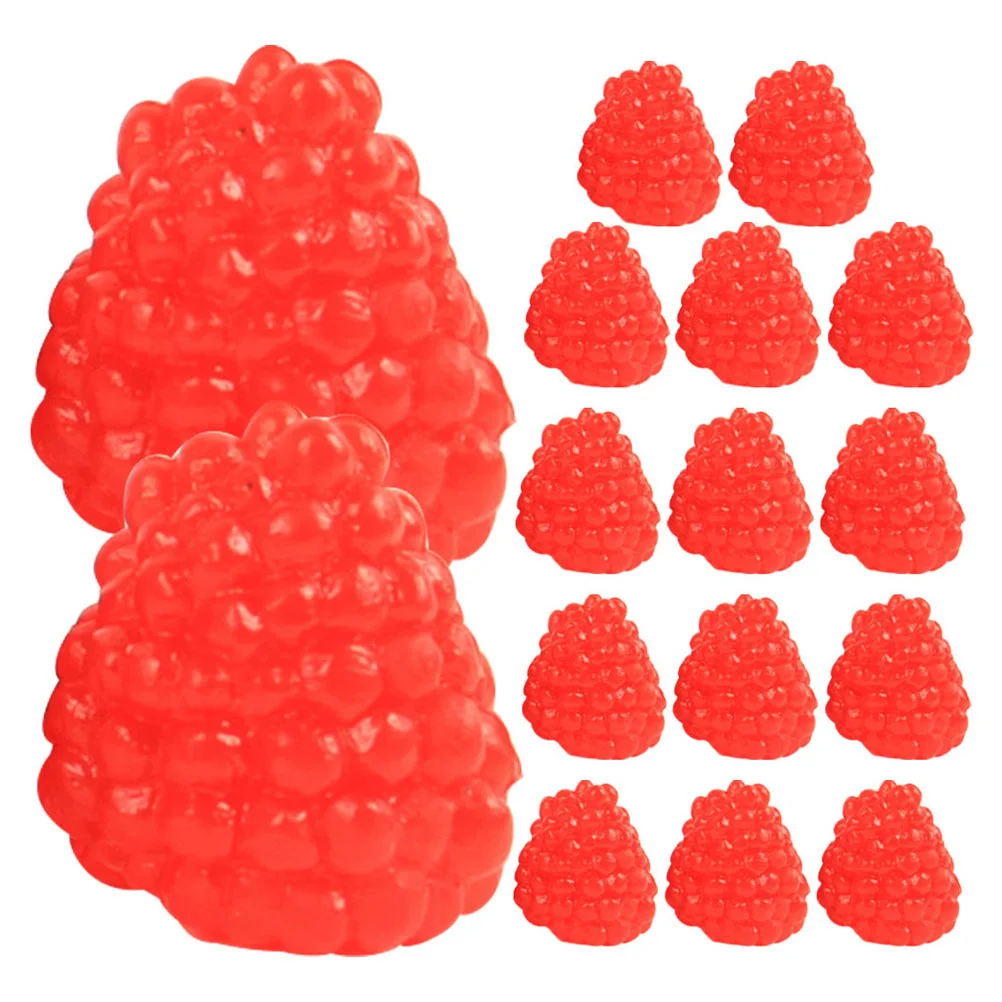 16 Uds. Modelo de fruta de simulación de juguete de plástico Artificial para niños, adorno de escritorio de cereza, decoración de frambuesa falsa, niño rojo