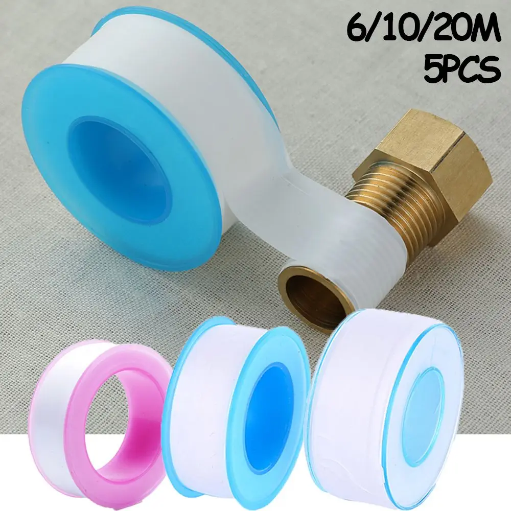 5PCS PTFE Tape Roll Thread Oil-free Tool PTFE Tape Plumbing Sealing Band Water Pipe Plumber Joint  6/10/20M random Color