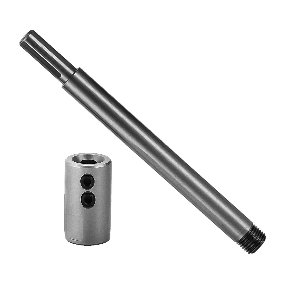 

Удлинитель электрической дрели, совместимый с помощью трехугольных хвостовиков, оснащенных рычажным адаптером и двойным запирающим механизмом.