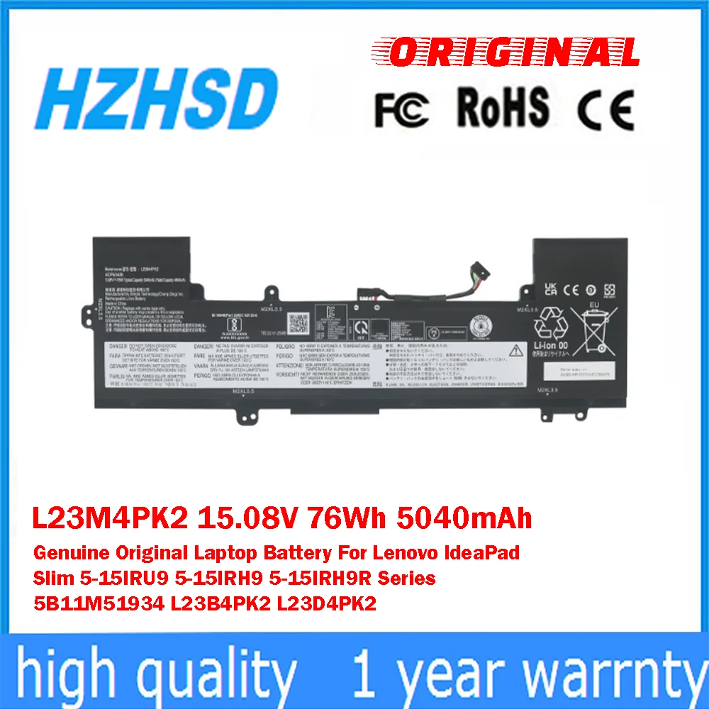 L23M4PK2 15.08V 76Wh 5040mAh 純正オリジナルノートパソコンバッテリー Lenovo IdeaPad Slim 5-15IRU9 5-15IRH9 5-15IRH9R 5B11M51934用