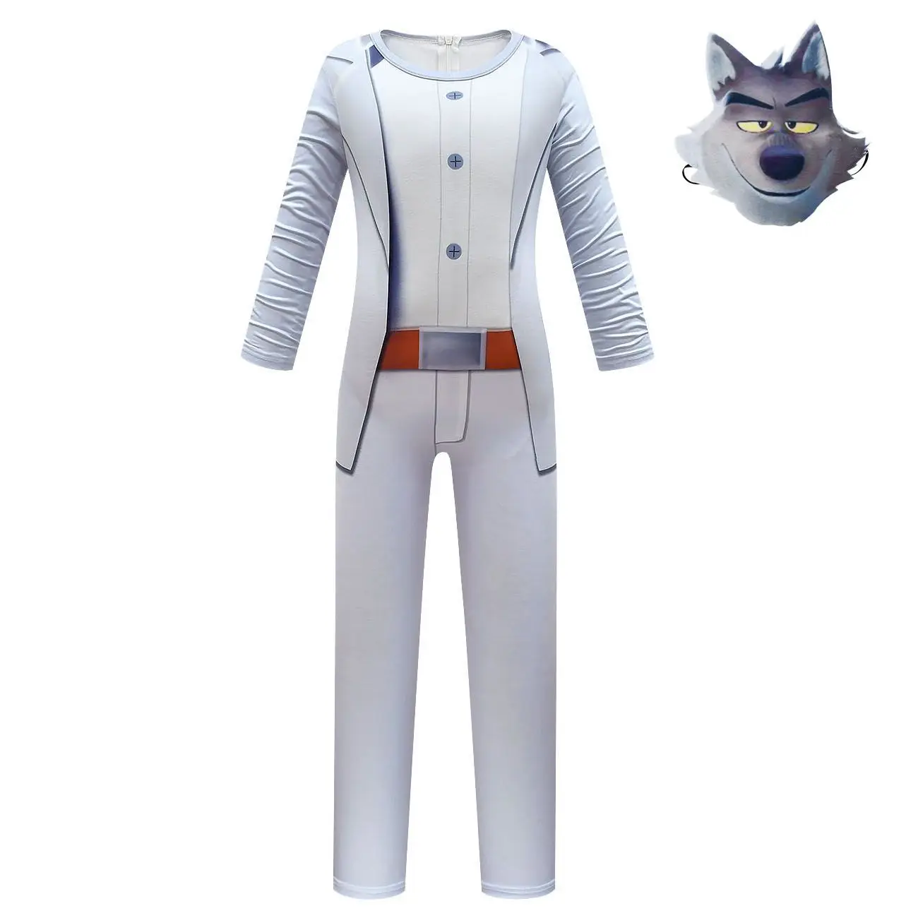 Disfraz de The Bad Guys Mr.Wolf para niños, monos de Cosplay con máscara, guantes, pijamas, disfraz de Halloween para niños, nueva película 2022