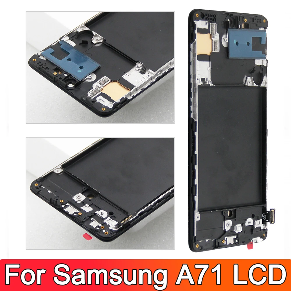 Display OLED For Samsung A71 Replacement with Frame, For Samsung A715 A715F A715FD LCD Display Touch Screen Digitizer Assembly