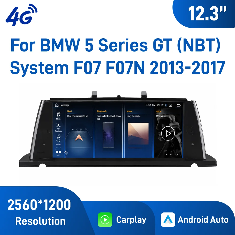 12.3 Inch Android Car Navigation For BMW 5 Series GT F07 F07N 2013-2017 NBT Touch Screen Carplay Android Auto GPS Bluetooth WiFi