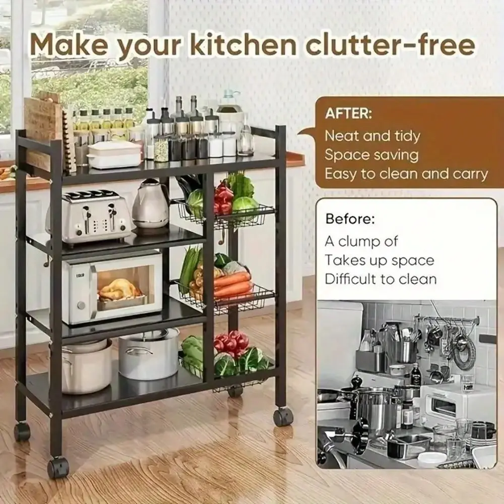 

Metal Storage Rack With Adjustable Shelves, SpaceSaving Mobile Shelf Unit For Garage, Laundry Room, Living Room, Balcony Simple