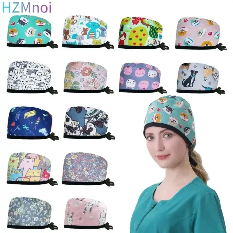 Fashion Laboratory Fashion Scrub Cap Women's Operating Room Hats Cotton Cartoon Hat Nurse Scrub Hat Beauty Salon Nursing Cap New