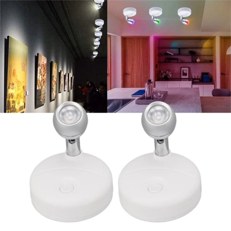 Indoor Wireless Spotlight With Remote Control 13 Colors Rotatable Battery Operated Accent Lights Display Painting Artwork