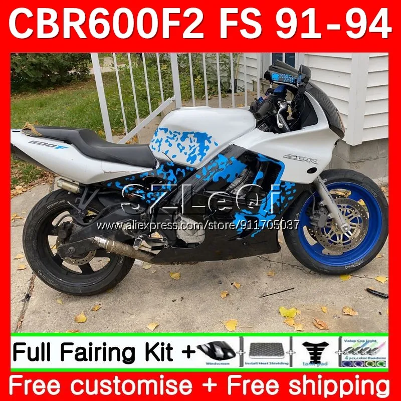 White Blue Body+Tank For HONDA CBR 600F2 600 CBR600 F2 FS CC CBR600F2 91 92 93 94 33No.323 CBR600FS 1991 1992 1993 1994 Fairing