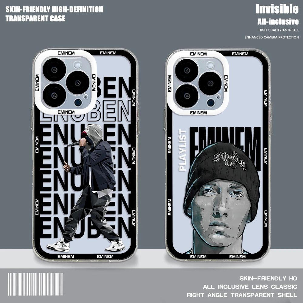 Rap Singer Eminem Phone Case For Xiaomi Redmi Note 13 12 12C 11 10 10C 13C 10s 9 9s 9A 9T 9C 8 7 Pro Max 4G 5G Transparent Cover