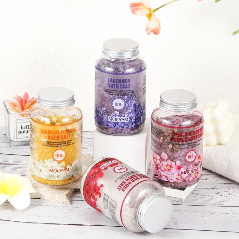 Jasmine Flower Bath Salt With Lavender Rose Peach Blossom Petals Skin Moisturize Exfoliating Soothing Bath Soaking Salts