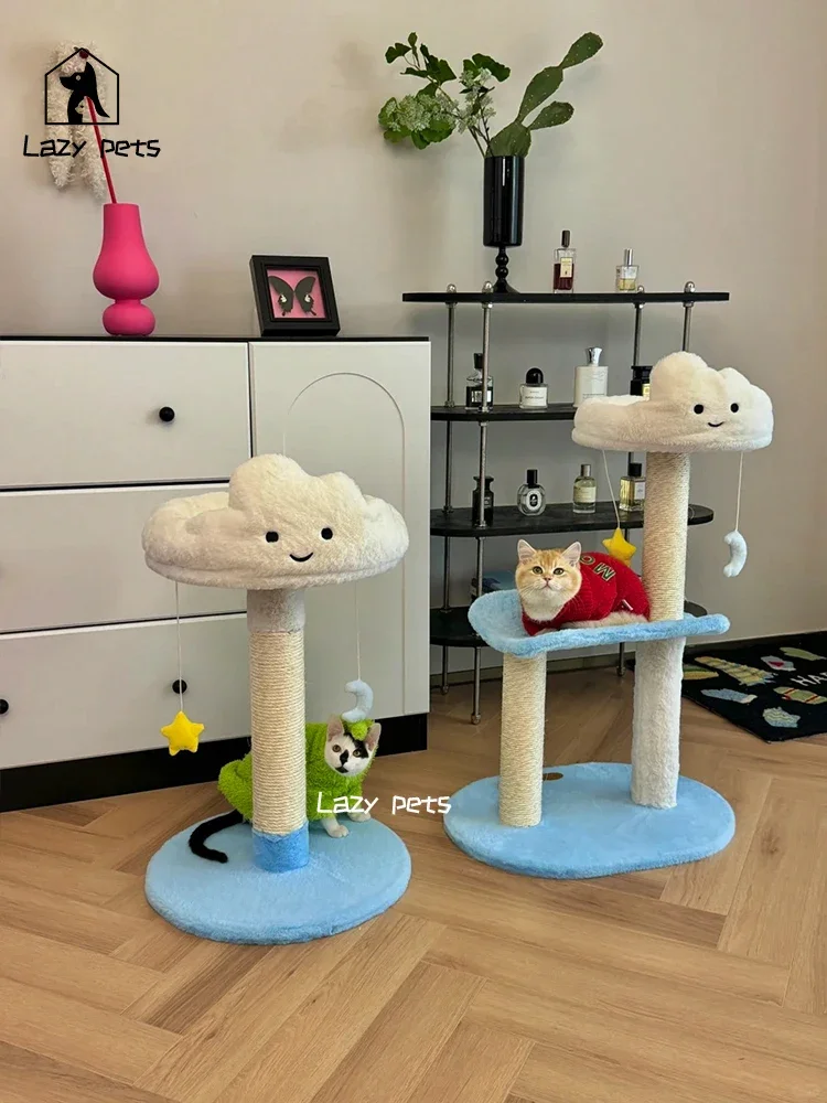 Cat climbing frame blue sky white clouds  scratching column cat nest integrated vertical scratching board pet cat toy