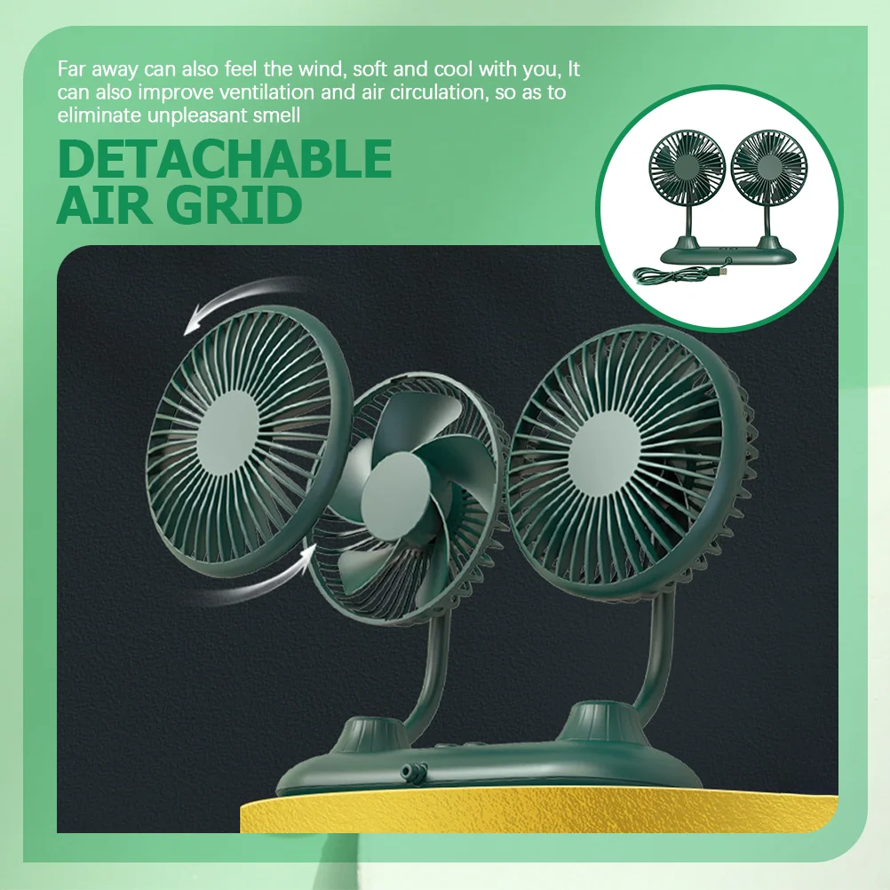 

Car for Stroller Summer Cooling Adjustable Olive Green ABS Low Noise Strong Wind USB RV Fan Vehicle Air Circulation for Car