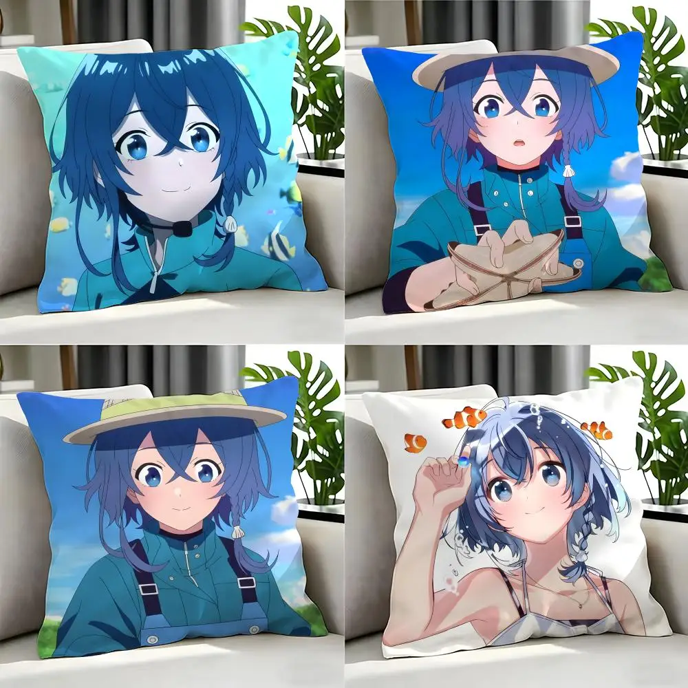 anime The Aquatope on White Sand Cushion Cover Cushion Cover Set 4Pcs 50x50 45x45 40x40 Pillowcase Decorative Sofa Home Decor