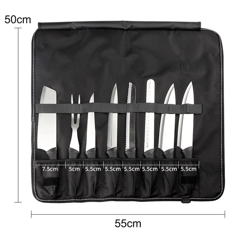 Travel Carrying Chef Knife Roll Bag Nylon Cook Kitchen Slicing Santoku Japanese Knife Storage Pocket Portable Picnic Carry Case