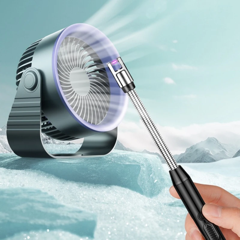 360° Seamless Steel Hose Windproof Pulse Ignition USB Charging Lighter Outdoor BBQ Kitchen Igniter Type-C Electric Lighters Tool