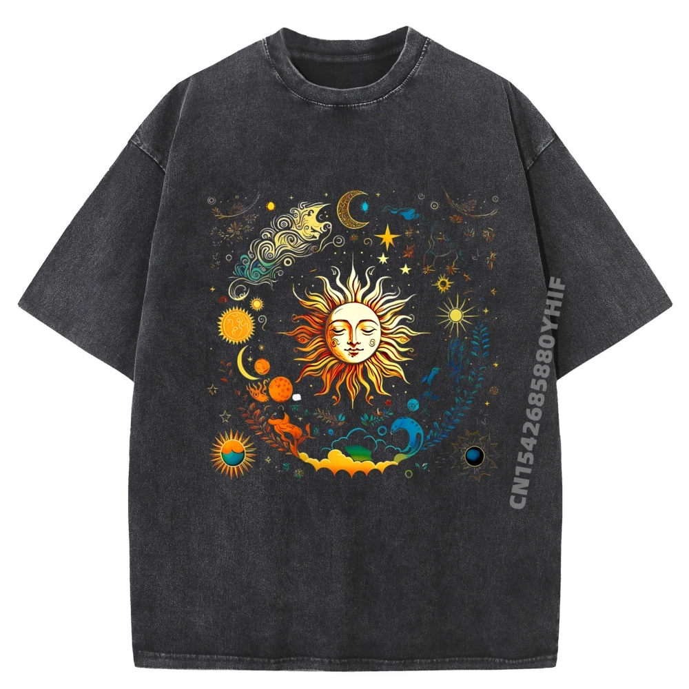 

Женские топы и футболки со звездами Celestial Sun Elements, крутые модные футболки с принтом, потертая футболка в стиле ретро, футболки с графикой для мужчин