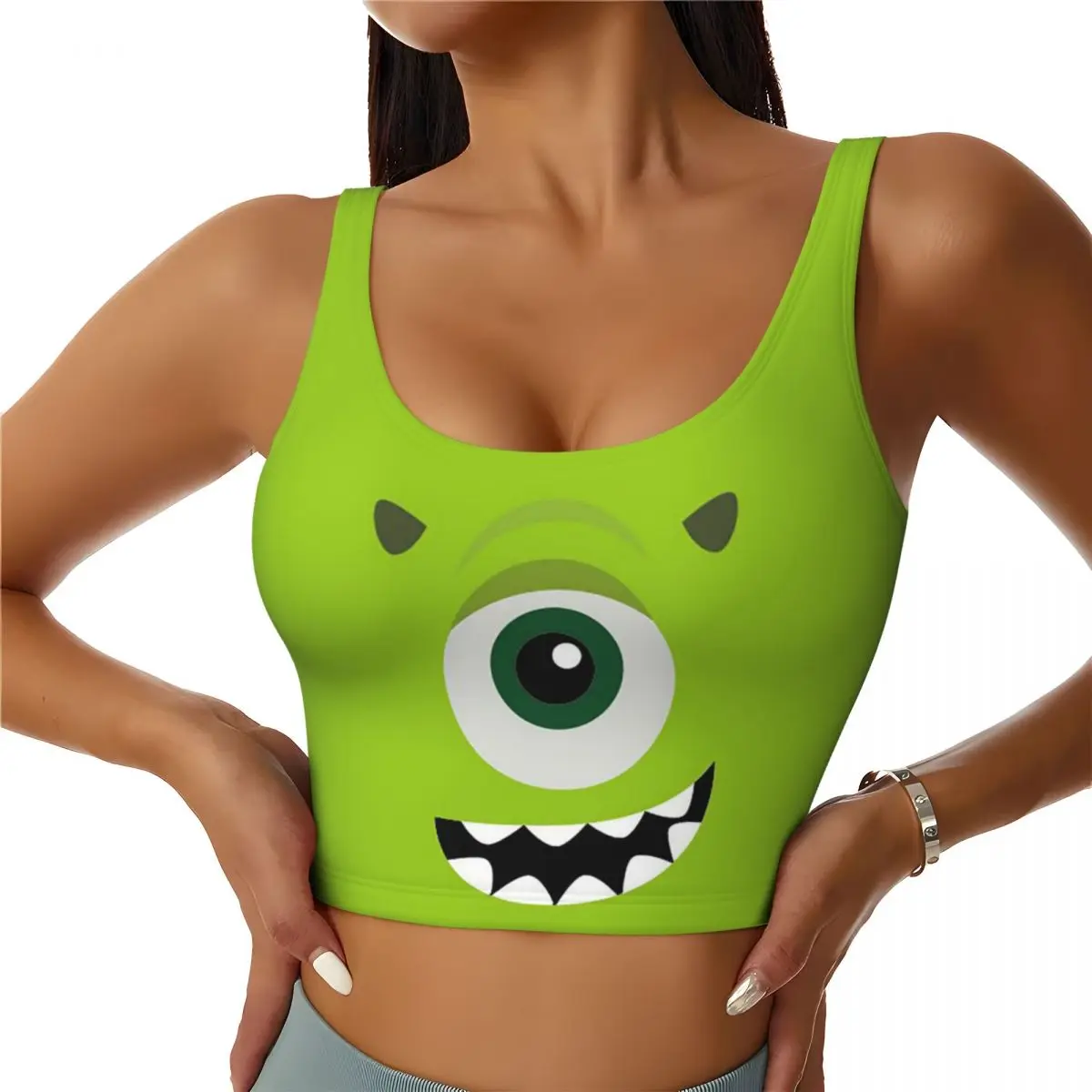 Custom Monsters University Mike Sports Bra for Women High Impact Workout Yoga Crop Top