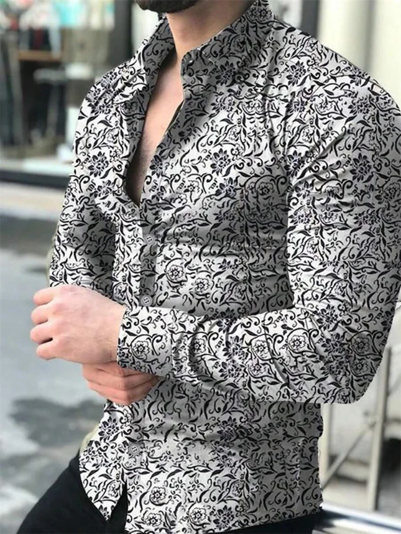 Camisa de manga larga con solapa suelta informal para hombre, camisa formal para fiesta en la playa, a la moda y cómoda