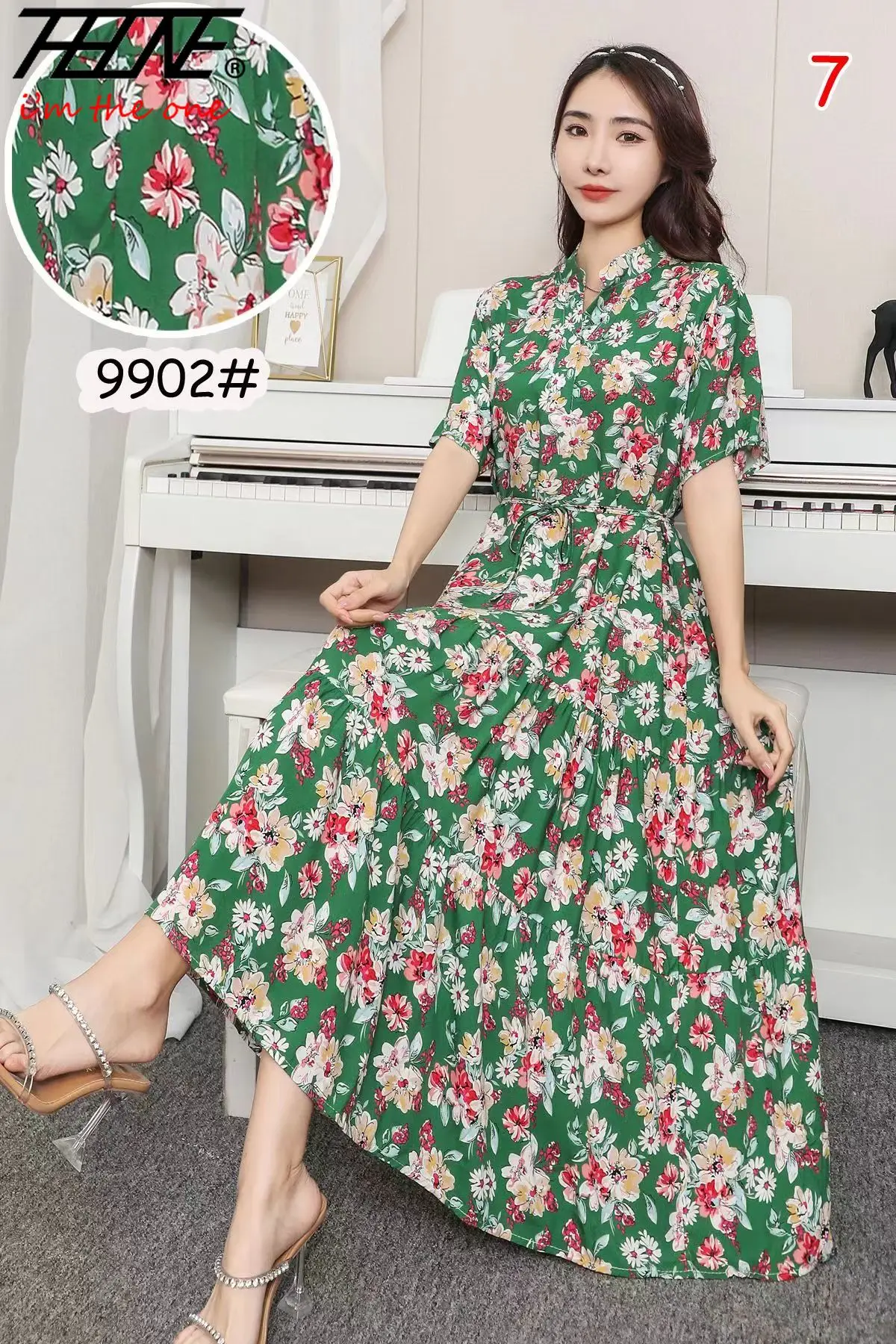 THHONE Vestidos Para Mujer Summer Women Dress 2024 Long Chinese Style Print Vintage Robe Floral Holiday Casual Fashion Dresses