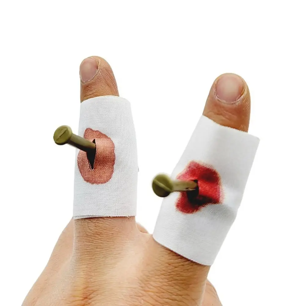 

10PCS Jokes Fake Nail Through Finger Prank Trick Magic Blood Prank Magic Prop Scares People Worry Magic Trick April Fool's Day