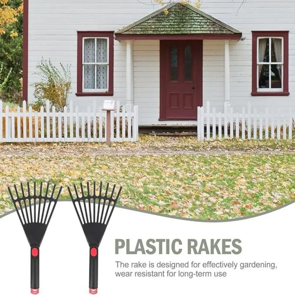 

Simple Plastic Garden Grass Leaf Rake Leveling Comfortable Handle Hand Rake Comfortable Safe Gardening Rake Yard