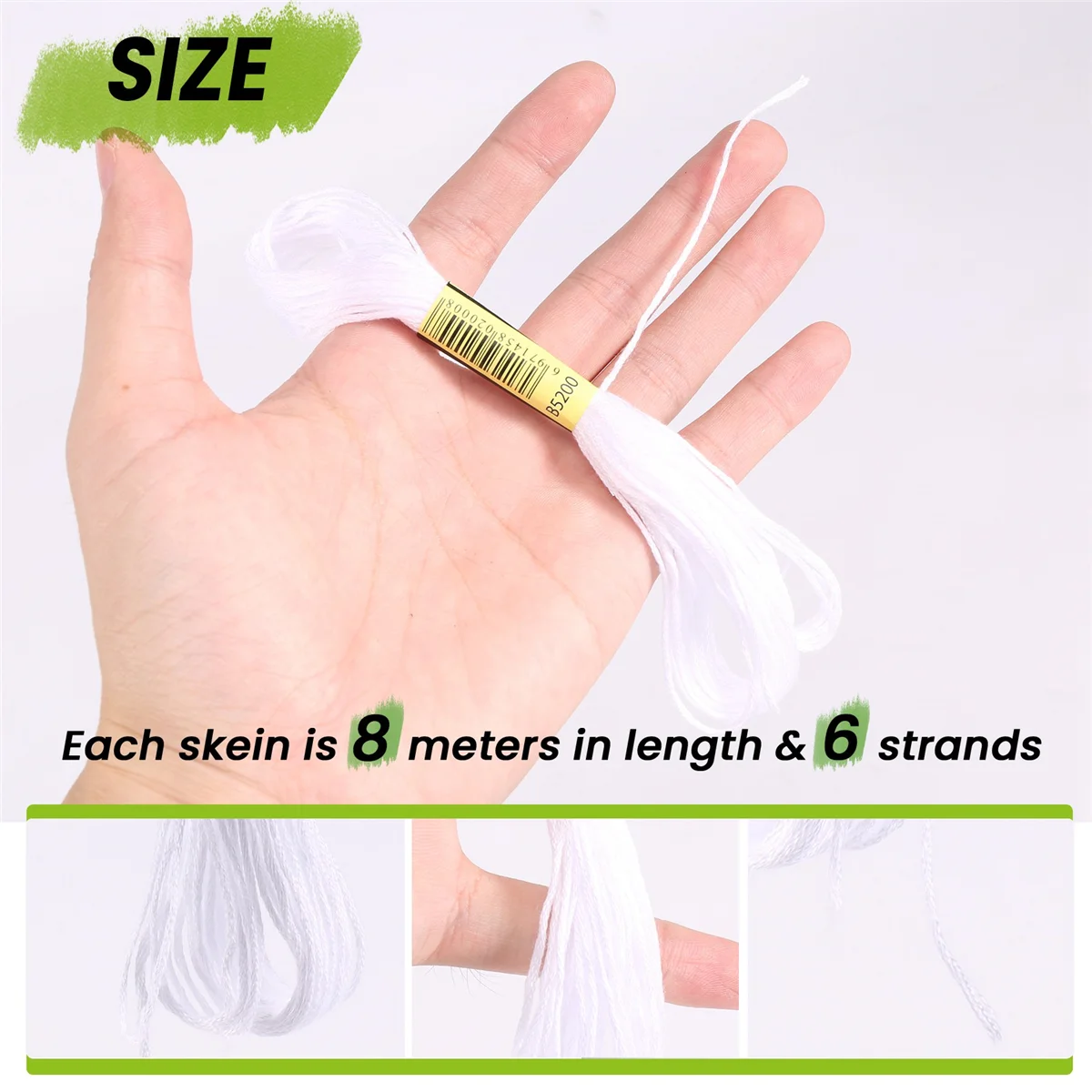 12x สีขาว Anchor เข็มผ้าฝ้ายเย็บปักถักร้อยไหมขัดฟัน Skeins เย็บหัตถกรรม