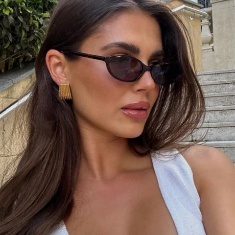 Солнцезащитные очки в ретро-овальной оправе, модные, персонализированные, трендовые, с маленькой оправой, солнцезащитные очки в стиле панк «кошачий глаз» с козырьком от солнца солнцезащитные очки оптом отзывы - №10